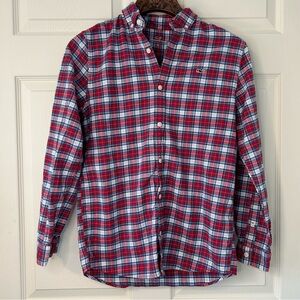 Vineyard Vines Youth Large (16) Red and Blue Plaid Shirt